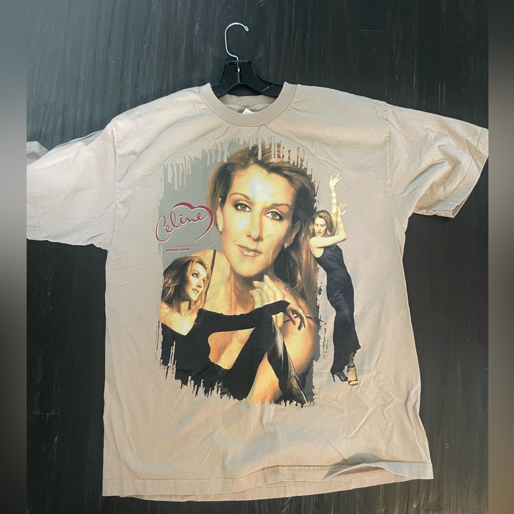 Celine Dion original Concert Graphic Tee - 1999 lets talk about Love tour-Cream